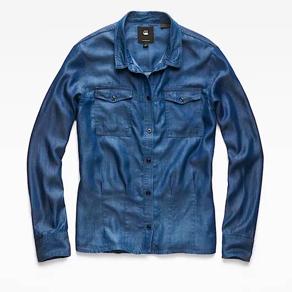 BNWT WOMEN G-Star Rovic Pleated Denim Shirt